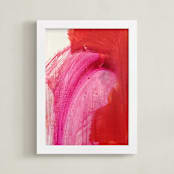 "Garden Lush" - Art Print in pink orange by Nell Waters Bernegger - Framed