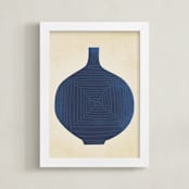 "Vase Study in Blue" - Art Print in Midnight Blue by Jayne Alfieri - Framed