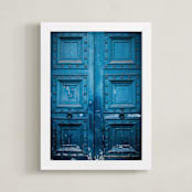 "Behind Door Number 1" - Art Print in Ocean Blue by 1885 Atelier - Framed