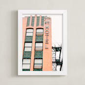 "7th Street Hotel" - Art Print in peach by Baumbirdy - Framed