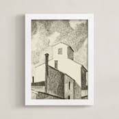 "Casine" - Art Print in Antique Beige by M.E.Segantini - Framed