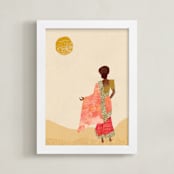 "Radhaben and the Gold Coins" - Art Print in Desert by Kamala Nahas - Framed