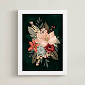 "Mixed Botanicals III" - Art Print in Green by Susan Moyal - Framed