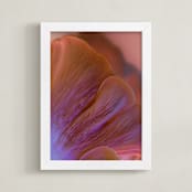 "Dreamy Oyster Mushroom" - Art Print in Coral Pink by Elena Kulikova - Framed