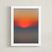 "The Sun Also Sets" - Art Print in Sunset Orange by Helen Makadia - Framed