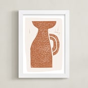 "Linocut: vessel study III" - Art Print in Terracotta by Maja Cunningham - Framed