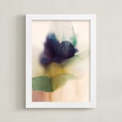 "Blue Flower" - Art Print in sapphire blue by Karen Kardatzke - Framed