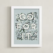 "Go For It" - Art Print in Sky Blue by Gwen Bedat - Framed