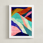 "Mountain landscape II" - Art Print in rainbow blue by Mojca Dolinar - Framed