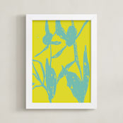 "Flower Shapes 1" - Art Print in Chartreuse by Alicia Schultz - Framed