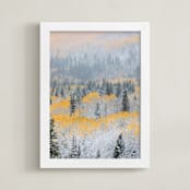 "Autumn Snowfall" - Art Print in Mustard by Eric Clegg - Framed
