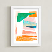 "Happy Memories nº1" - Art Print in Peachy Coral by Dominique Vari - Framed