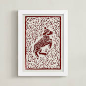 "Lamb Linocut" - Art Print in Rust by Ash Weaver - Framed