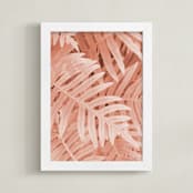 "Pink Ferns" - Art Print in Delicate Pink by Emanuela Carratoni - Framed
