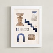"soft shapes" - Art Print in soft blue by Pati Cascino - Framed