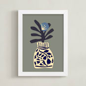 "Single flower in a porcelain vase" - Art Print in Pearl Grey by Sonya Percival - Framed