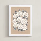 "Kraft Florals" - Art Print in Kraft by Katharine Watson - Framed