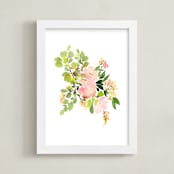 "Flora in Peach II" - Art Print in Peach by Yao Cheng Design - Framed