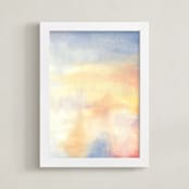 "Red Rising Sun 1" - Art Print in Morning Yellow by Susanne Kasielke - Framed