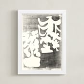 "Modern Floral Series #2" - Art Print in Black and White by Angela Simeone - Framed