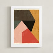 "Geo Abstract" - Art Print in Urban Red by Angel Walker - Framed