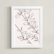 "magnolia study" - Art Print in peach by Qing Ji - Framed