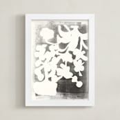 "Modern Floral Series 1" - Art Print in Black and White by Angela Simeone - Framed