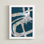 "Black Axis" - Art Print in Deep Blue by Misty Hughes - Framed