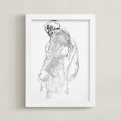 "Drawing 357 - Figure from the Side" - Art Print in Classical Grey by Derek overfield - Framed