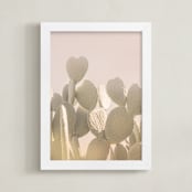 "Pink and Yellow Cactus" - Art Print in Desert Pink by Wilder California - Framed