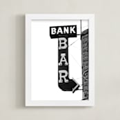 "Bank Bar" - Art Print in Shades of Grey by Calais A Le Coq - Framed