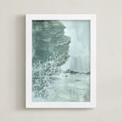 "Washed Over" - Art Print in Steel Blue by Melanie Severin - Framed