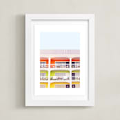 "colorful beach" - Art Print in citrus by Baumbirdy - Framed