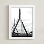 "Bridges of Boston" - Art Print in Black and White by Kelsey McNatt - Framed