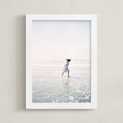 "Dreams + Waves" - Art Print in Ocean Neutral by Jenni Kupelian - Framed