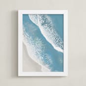"Foam From Above" - Art Print in Sea Blue by Melanie Sutherland - Framed