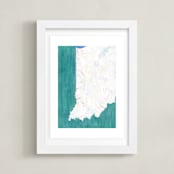 "Indiana in Paint" - Art Print in Indiana Green by Denise Wong - Framed