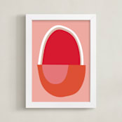 "Big Egg" - Art Print in Cotton Candy Pink by sue prue - Framed