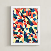"Spanish Mosaic Abstract" - Art Print in vermilion red by Pooja Pittie - Framed
