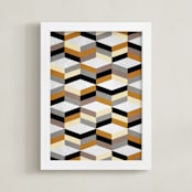 "MCMcube" - Art Print in Black by Three Kisses Studio - Framed