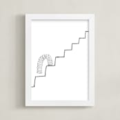 "Slinky on the Stairs" - Art Print in grayscale by Elliot Stokes - Framed
