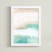 "Wave Shapes" - Art Print in White by Caroline Mint - Framed