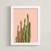 "Palm Desert Cactus" - Art Print in Peachy Pink by Lisa Sundin - Framed