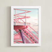 "Oceanside View" - Art Print in Cotton Candy by Jennifer Mckinnon Richman - Framed