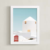 "Cycladic House II" - Art Print in Limestone by Tania Medeiros - Framed
