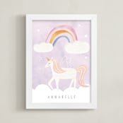 "Dreamy Unicorn" - Personalized Art Print in Lavender by Teju Reval - Framed
