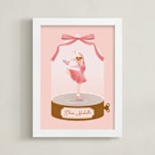 "Ice Dance" - Personalized Art Print in Ballerina Pink by Jennifer Lew - Framed