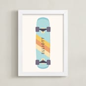 "Skateboard" - Personalized Art Print in Sky by David Michuki - Framed