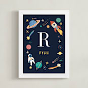 "Space Adventure" - Personalized Art Print in Midnight by Elly - Framed