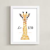 "baby animal.giraffe" - Personalized Art Print in tangerine by Cass Loh - Framed